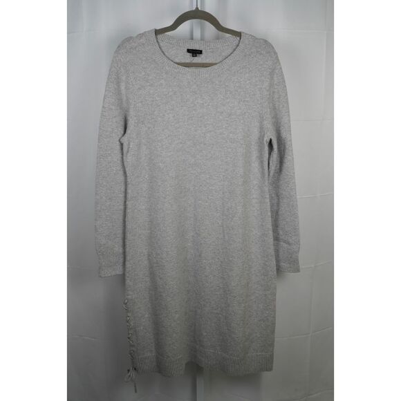 NWT Talbots Grey Flecked Sweater Dress with Side Tie Detail - Picture 1 of 5